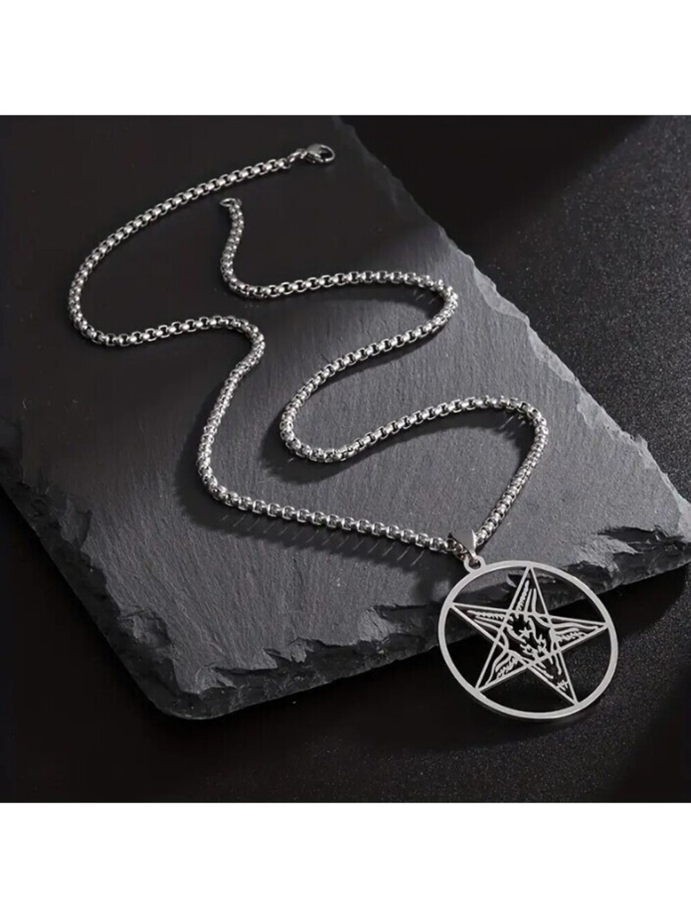 Sigil of Baphomet Inverted Pentagram Pendant Necklace Satan Goat Devil Lucifer